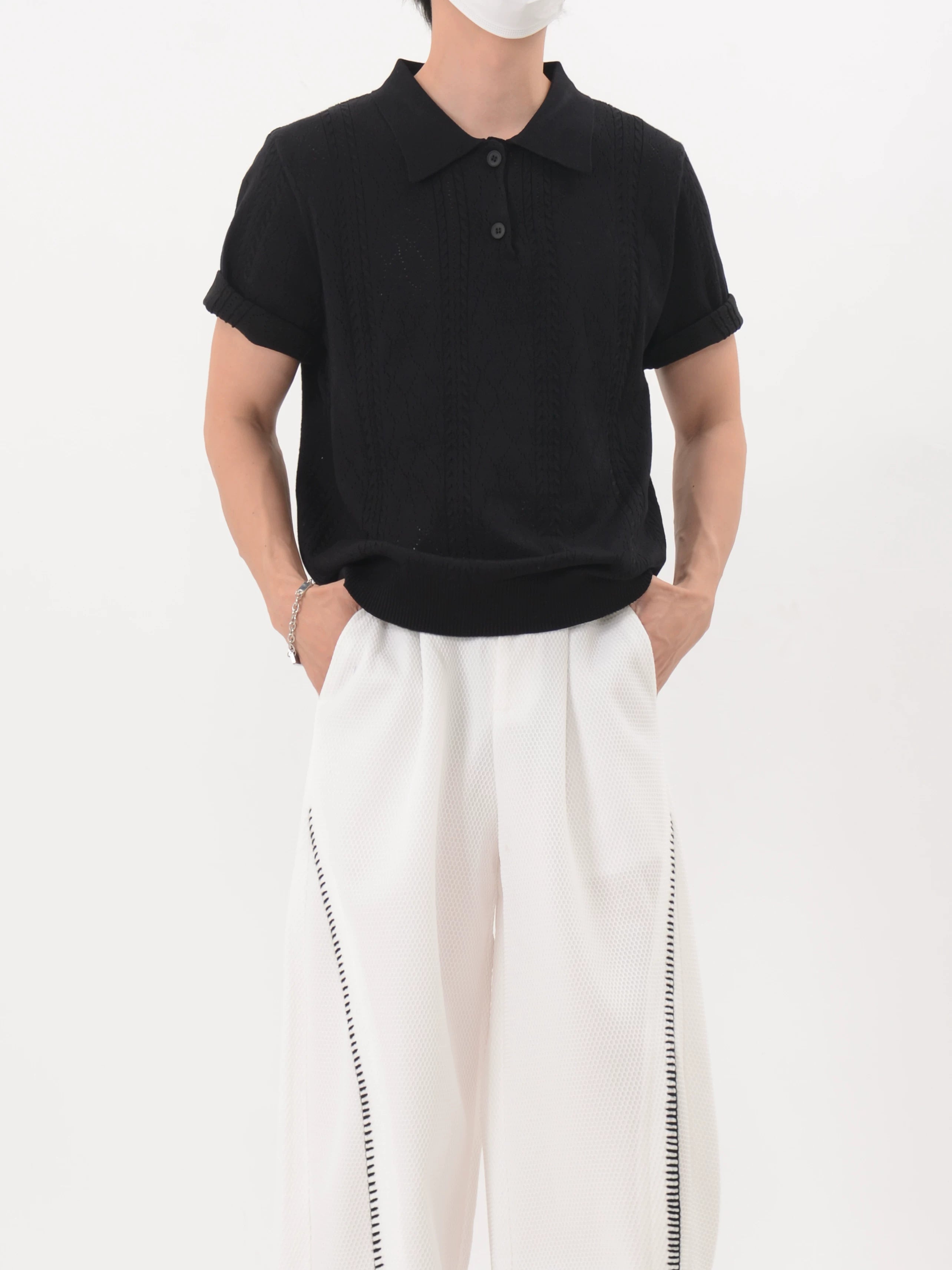 Frost Textured Lattice Knit Polo