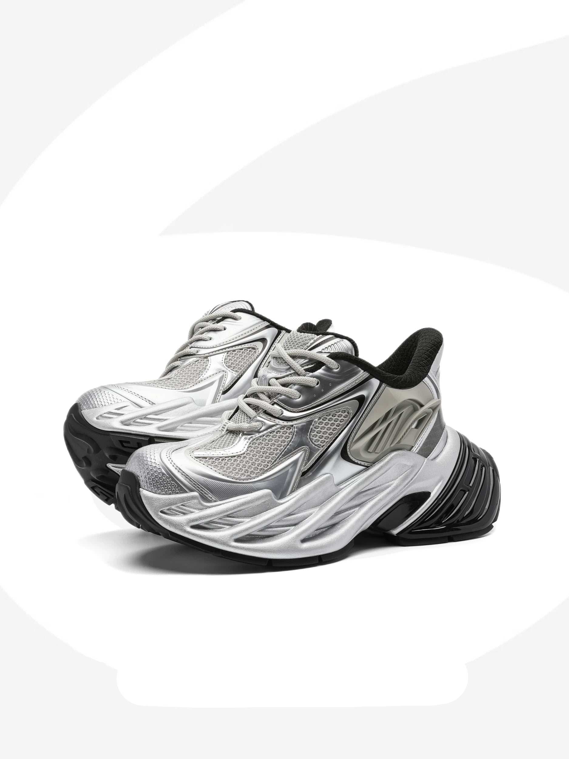 Futuristic Metallic Platform Runner Sneakers