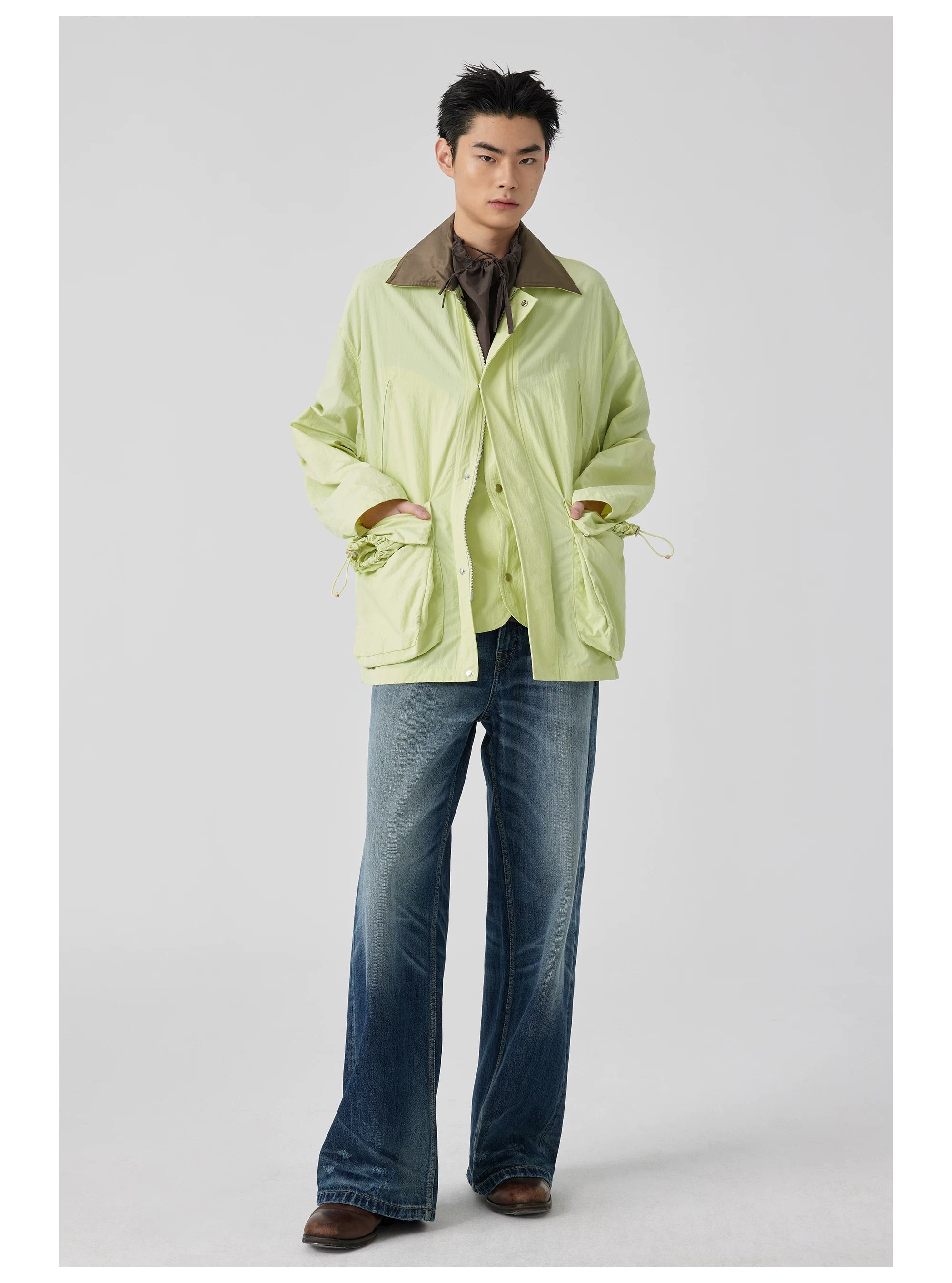 Contrast Collar Safari Jacket