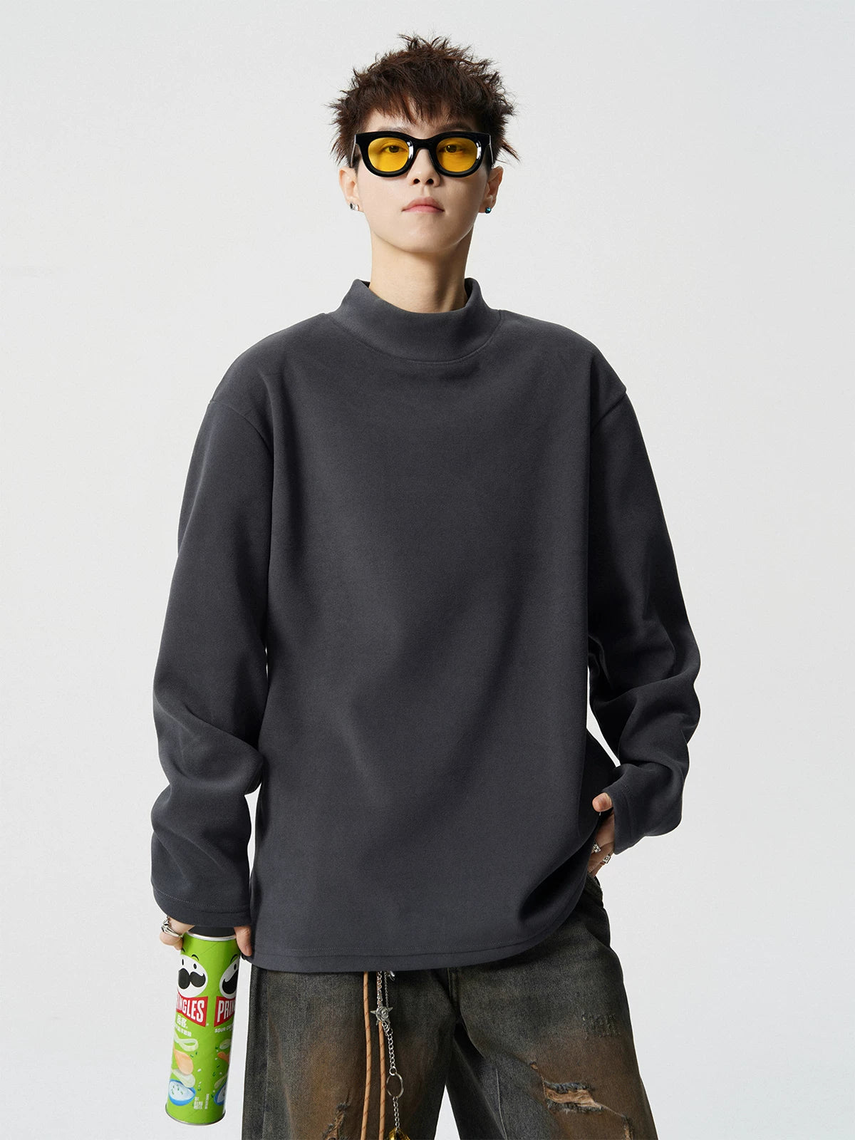 Circuit Fleece Boxy Mockneck Top