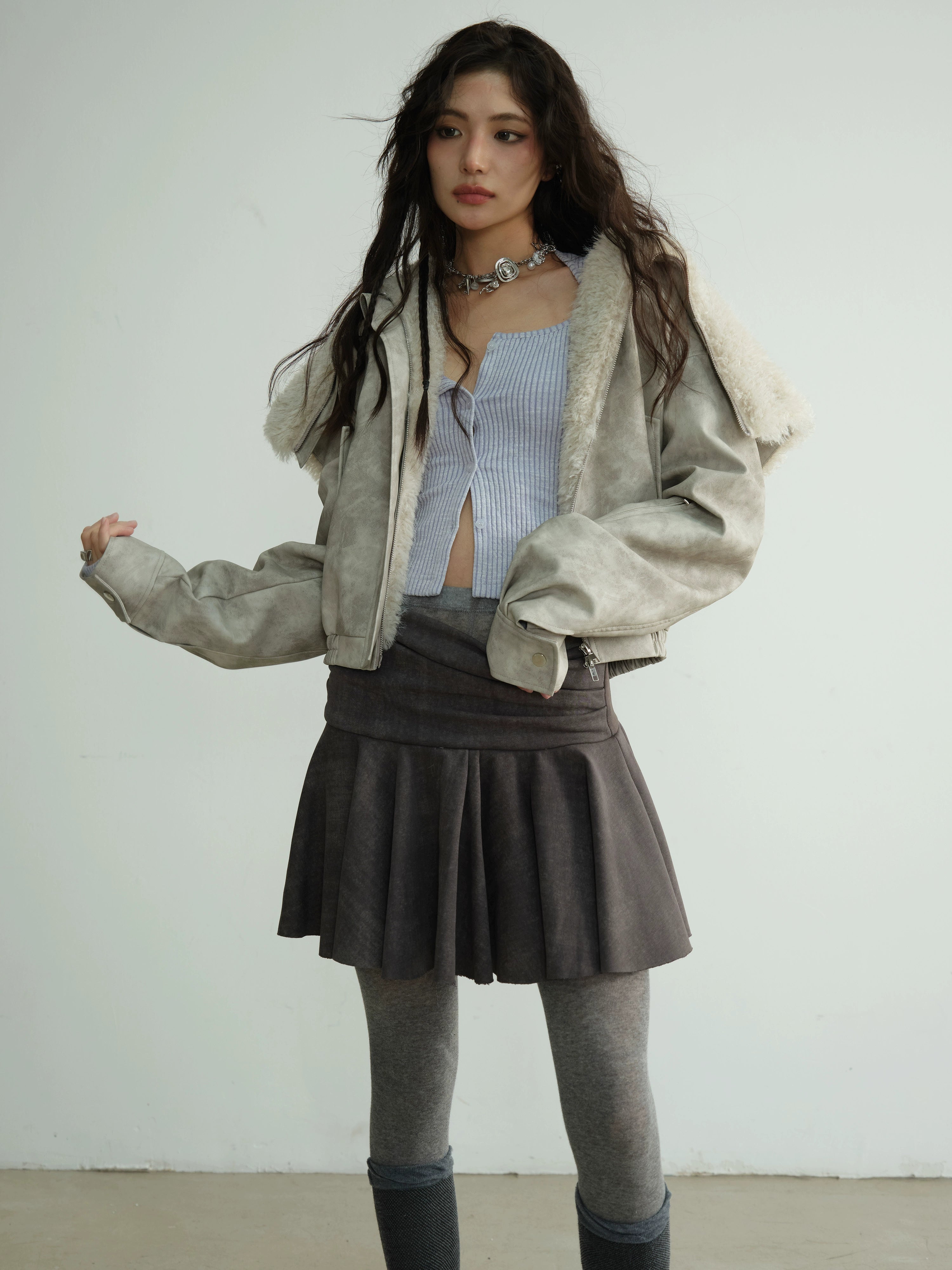 Faux Shearling Hooded Jacket