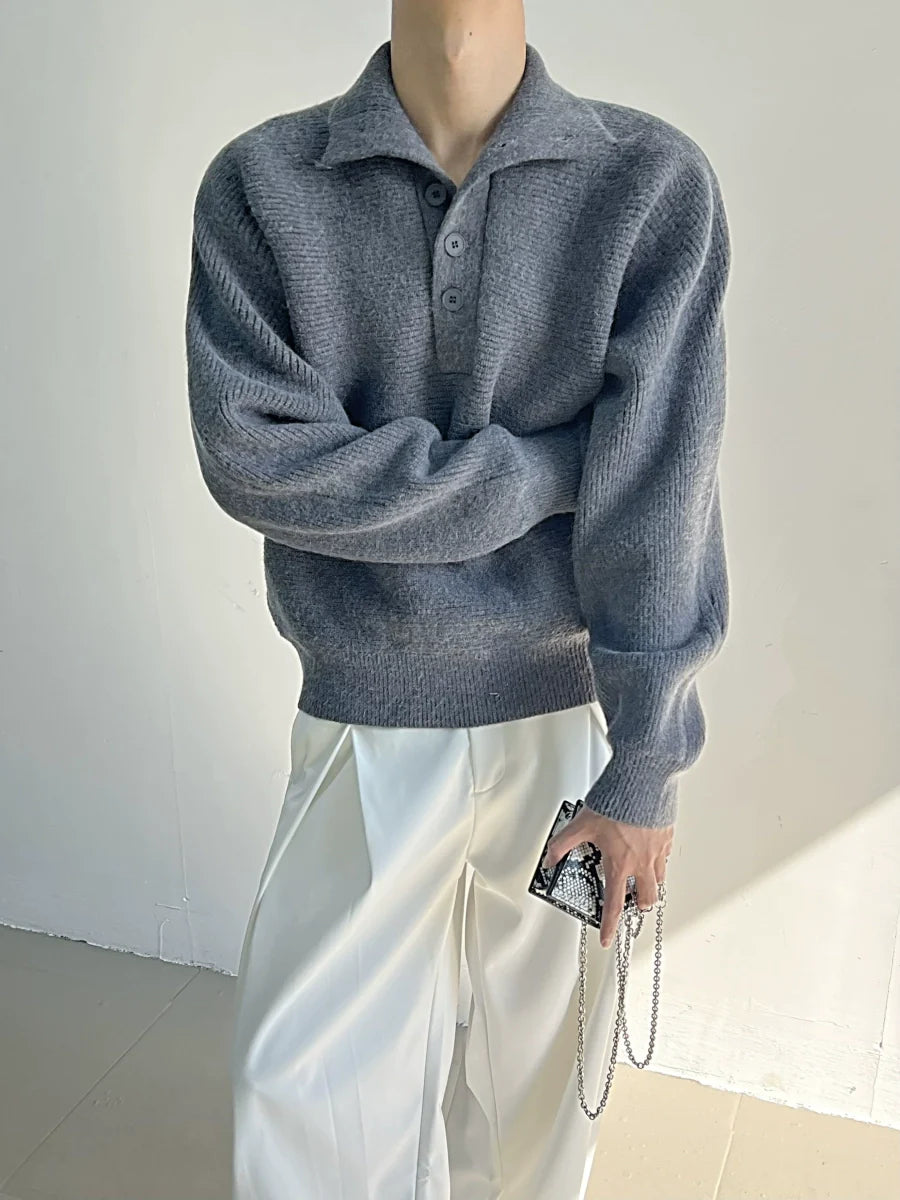 Slate Cloud Polo Knit Sweater