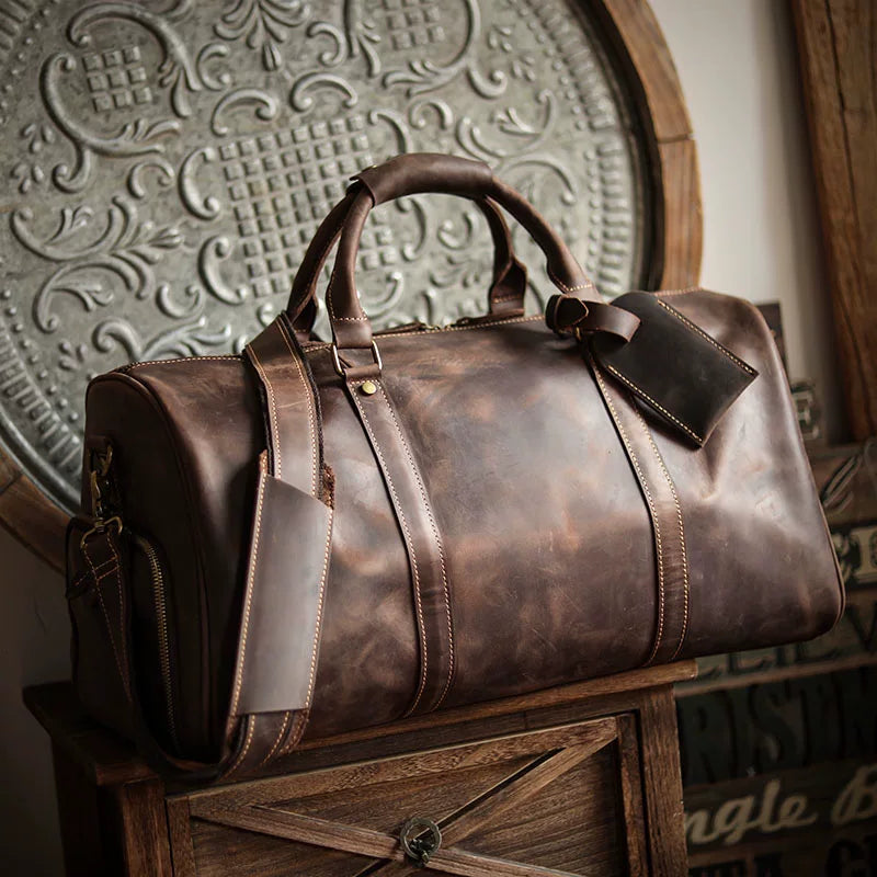 First-Layer Cowhide Travel Weekender Bag