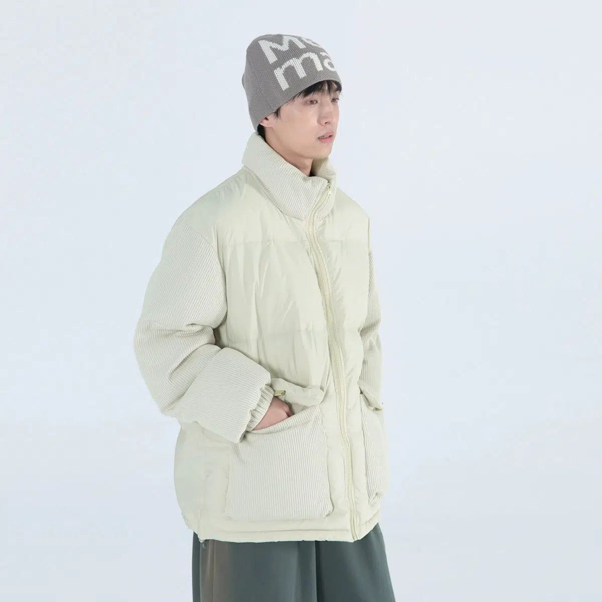 Puffer Jacket with Textured Lining - chiclara