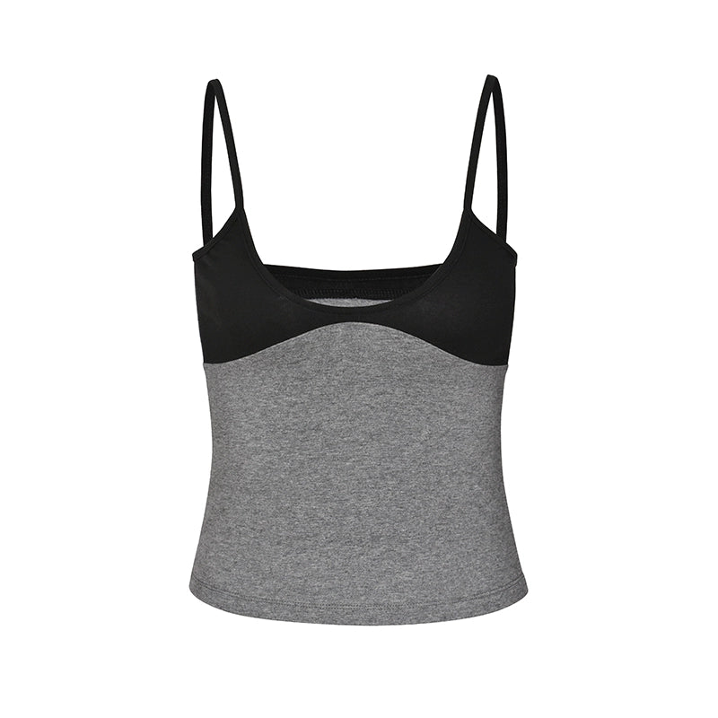 Black and Grey Spliced Camisole Top