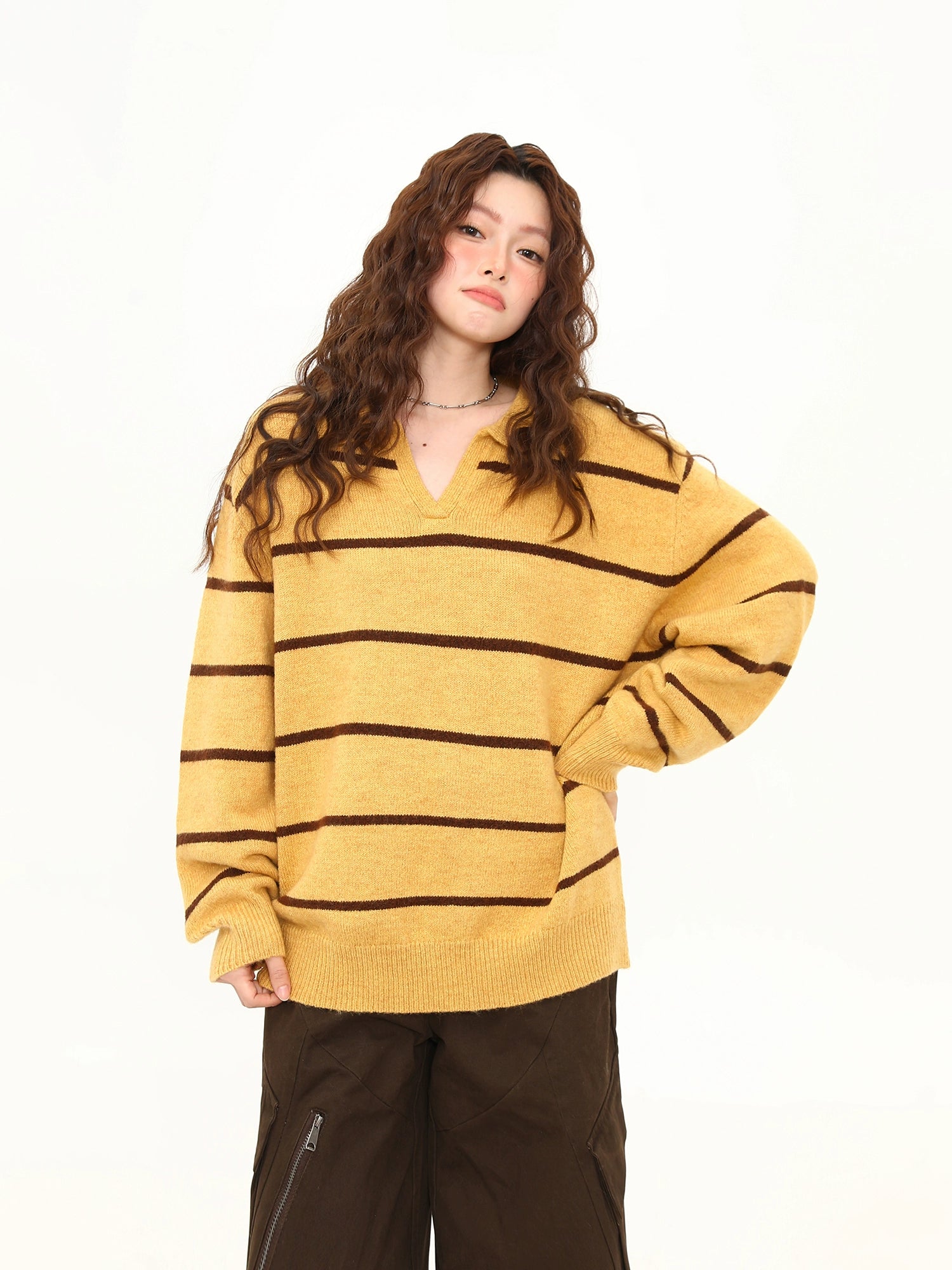 Golden Dusk Striped Knit Sweater