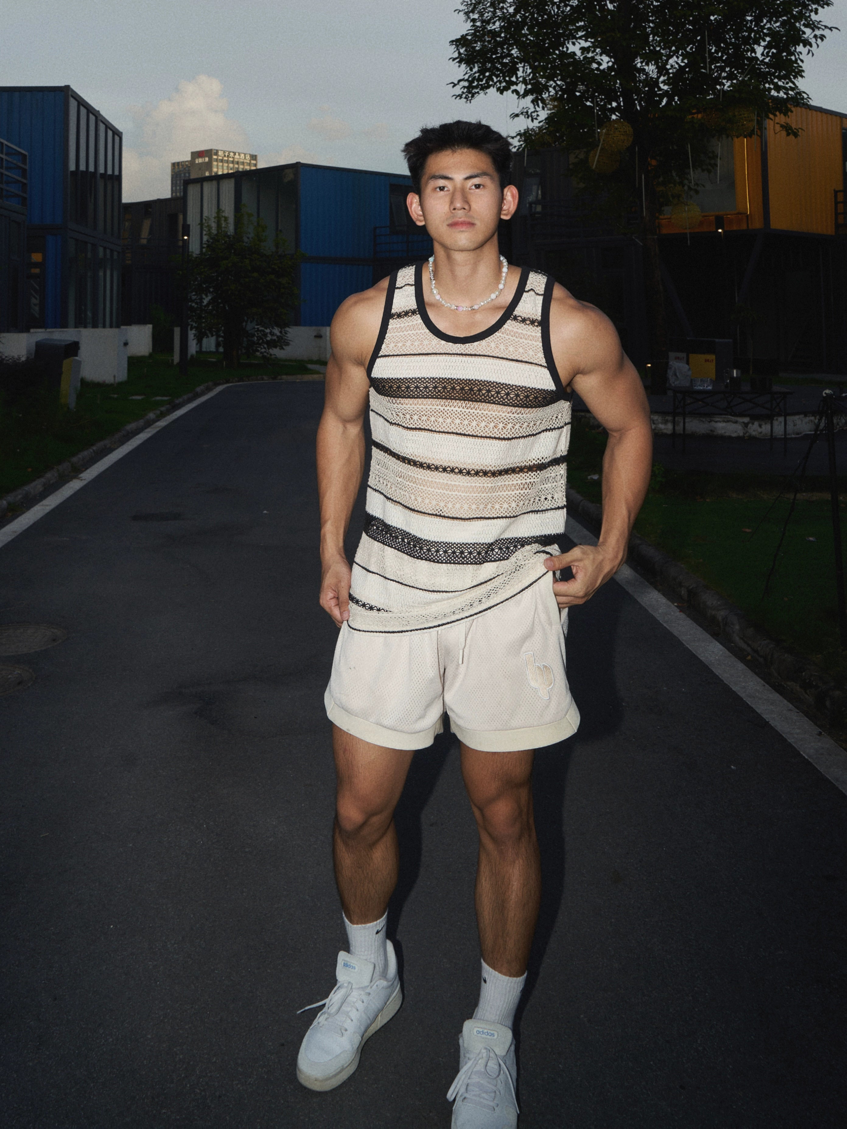 Striped Mesh Tank Top