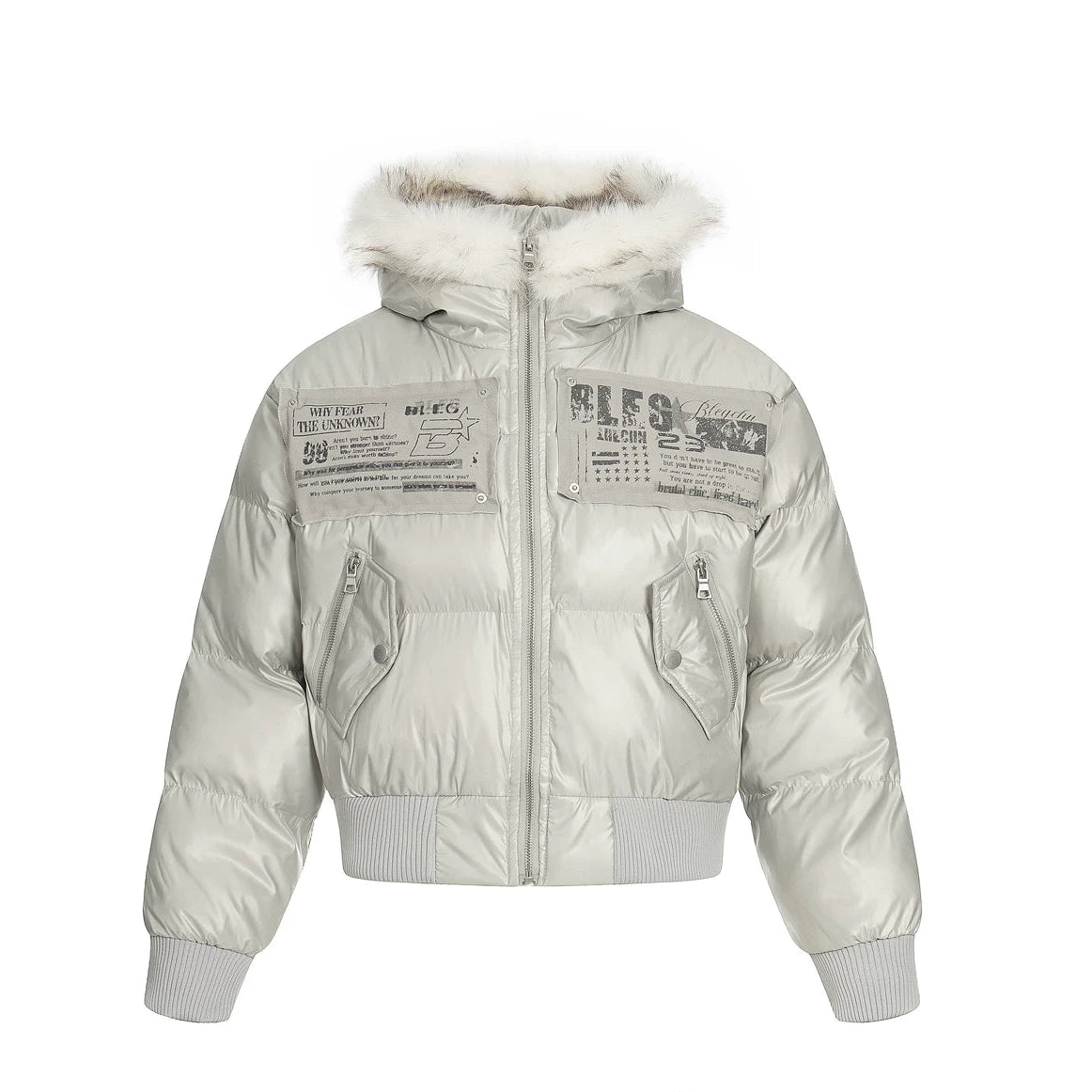 Frost Signal Fur-Trimmed Patch Puffer Jacket