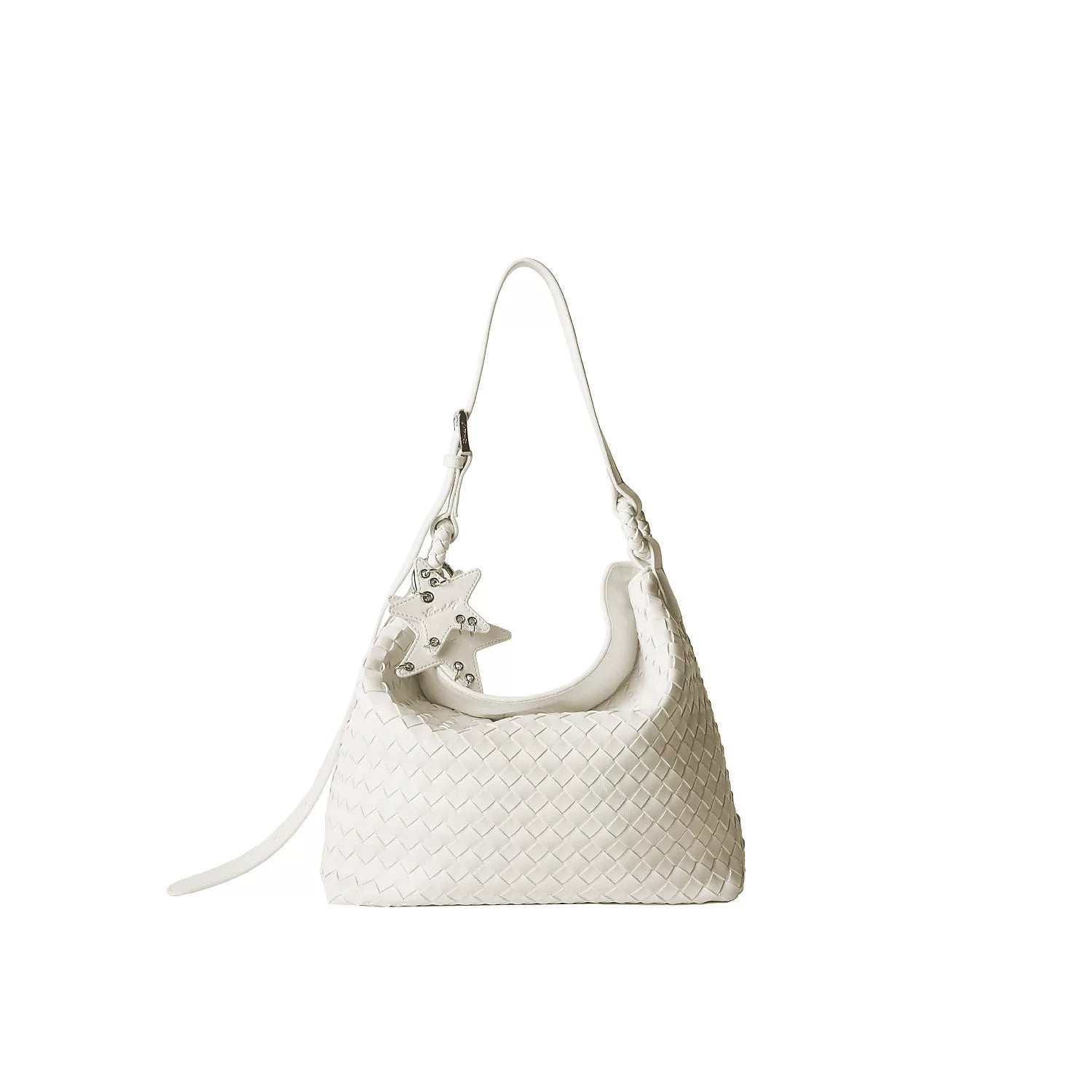 Braided Star Hobo Tote Bag - Ivory / Small