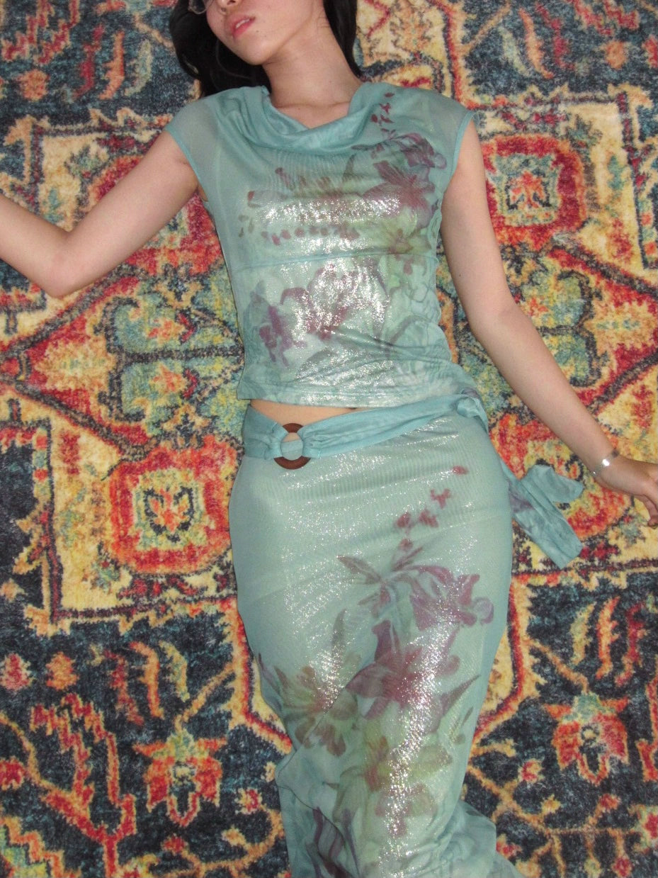 Aqua Butterfly Blouse