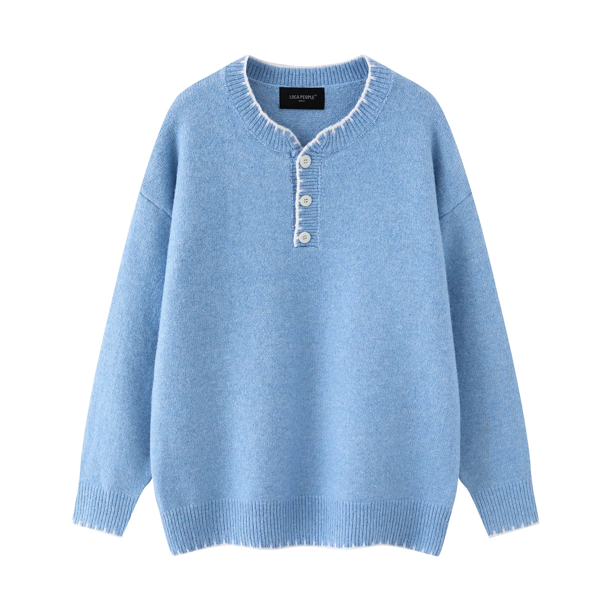 Frayedge Cozy Henley Knit Sweater