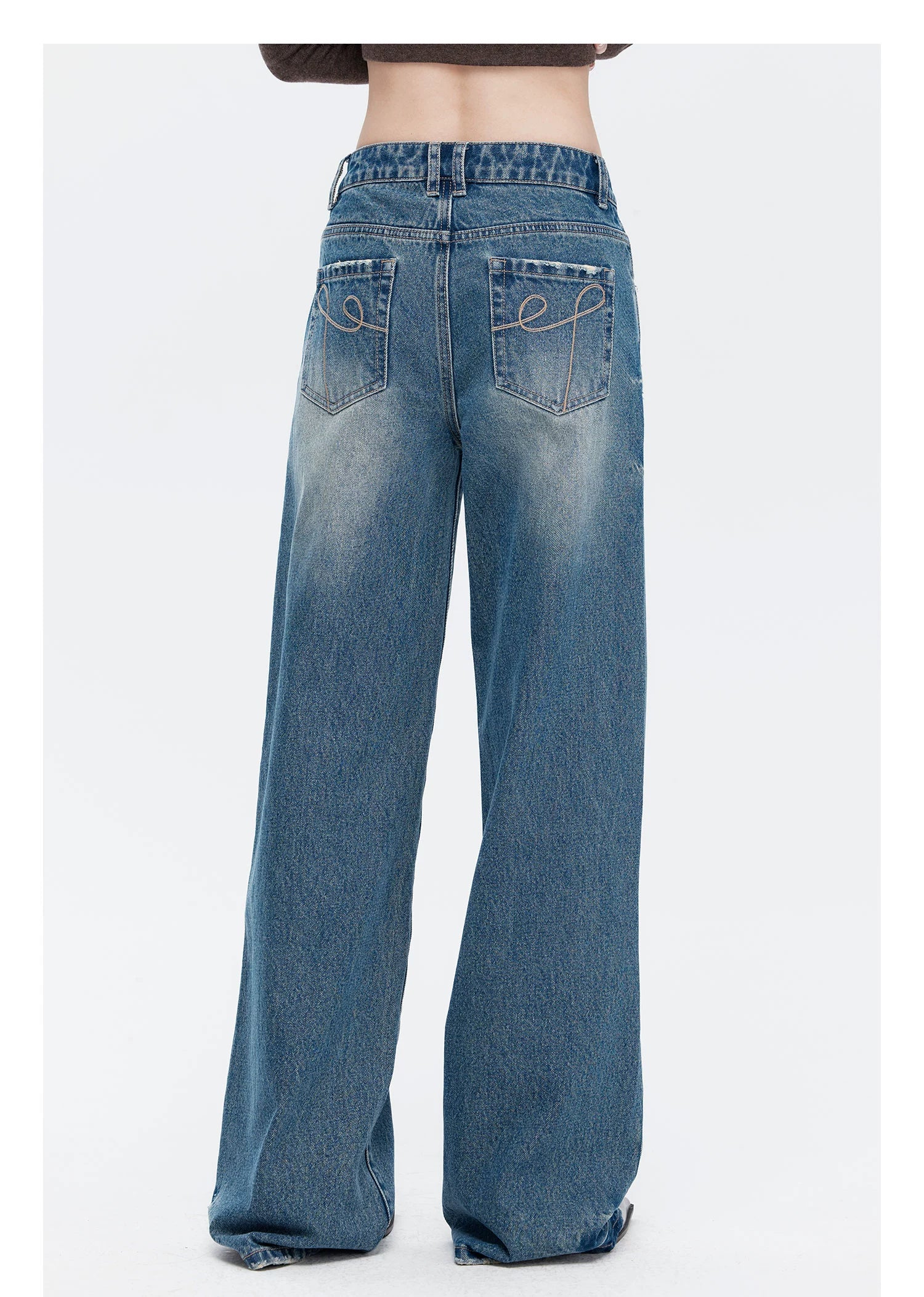 Blue Vintage Wash Wide-Leg Jeans