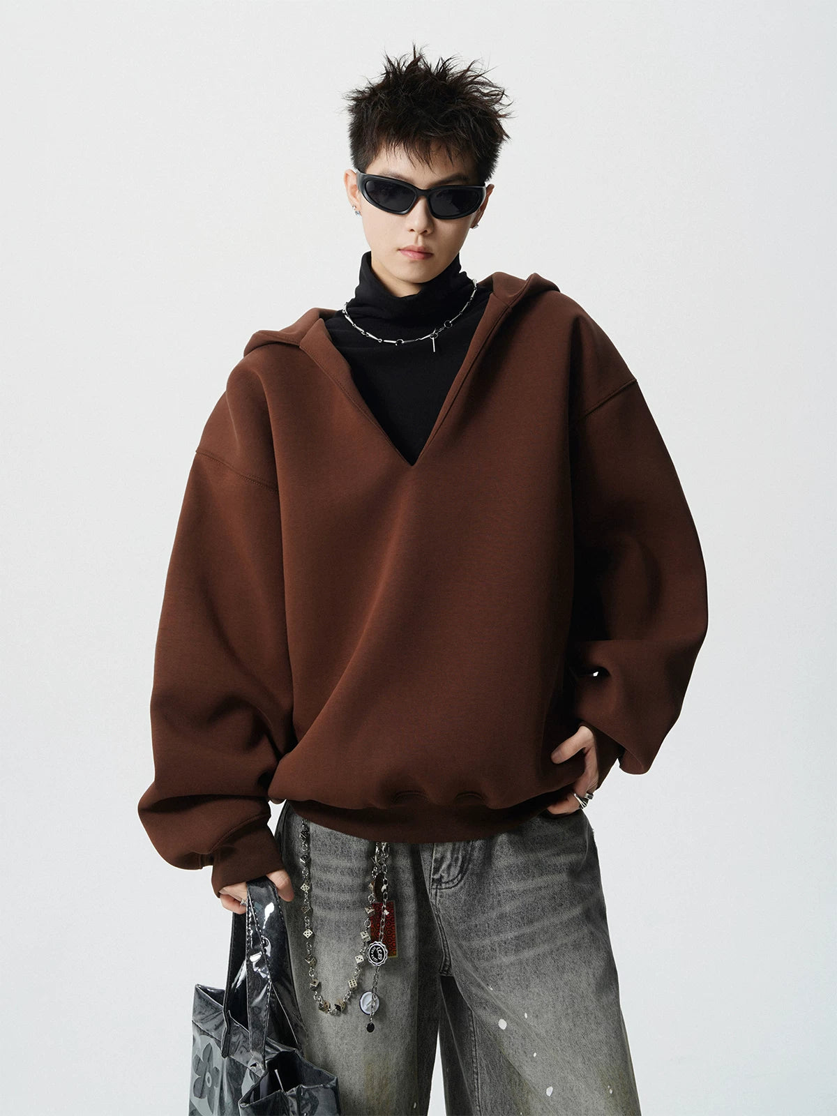 Mocha Drop Oversized Tunnel Hoodie