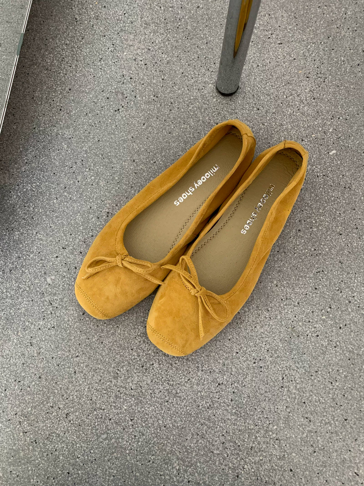 Bow-Trim Velvet Square-Toe Ballet Flats
