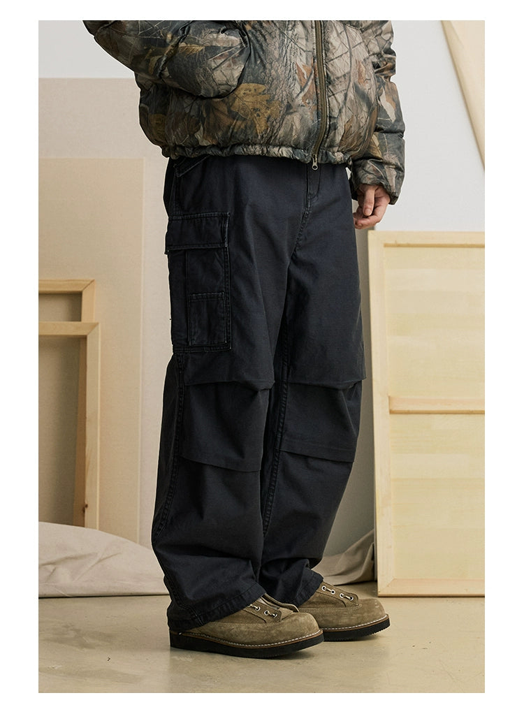 Straight-Leg Multi-Pocket Loose Casual Pants