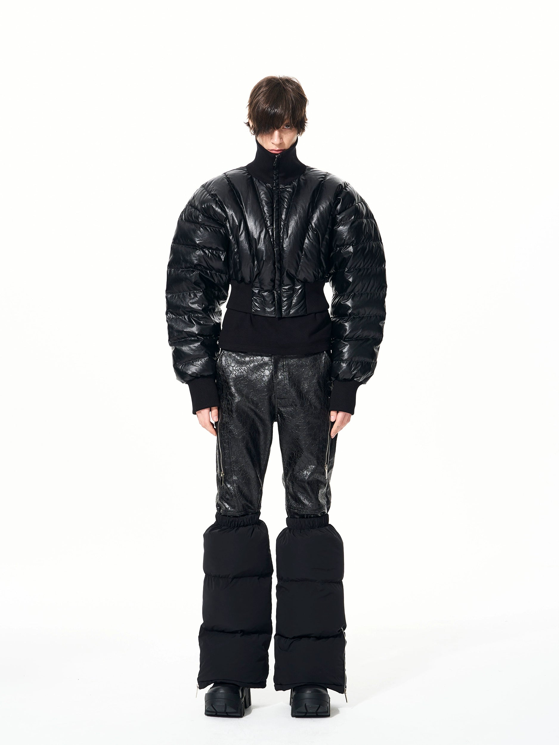 Raven Shell Armored Puffer Jacket
