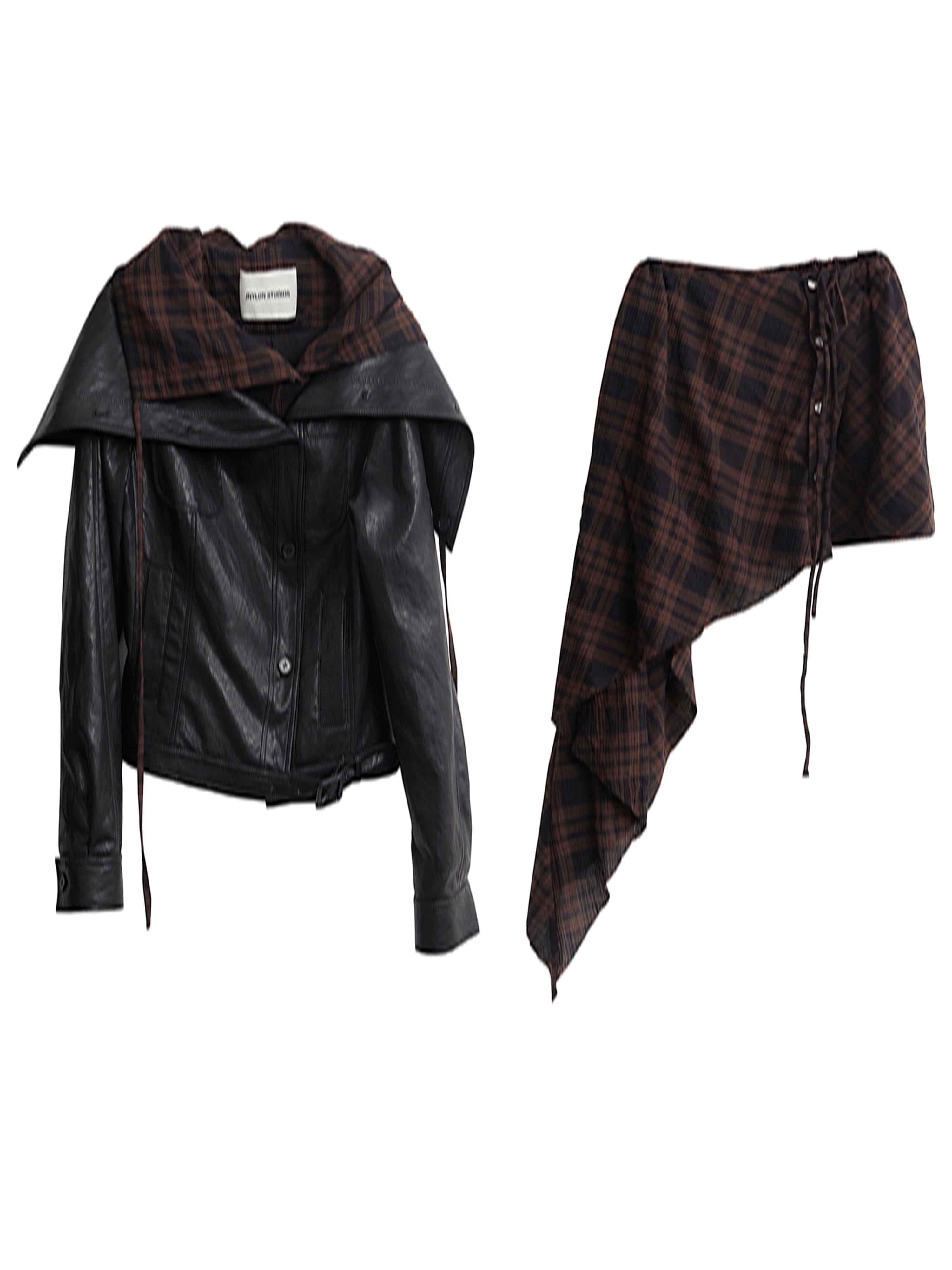 Plaid Rogue Convertible Leather Jacket and Skirt Setup