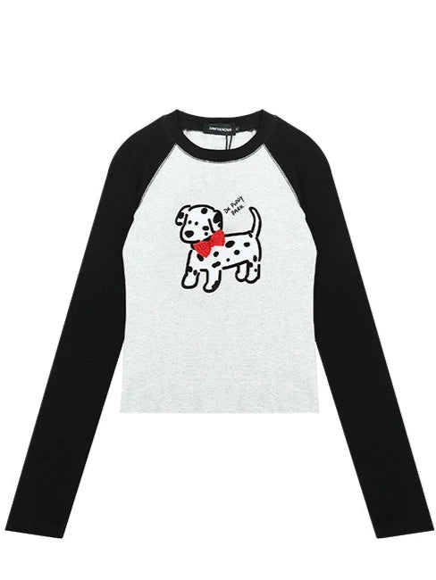 Cartoon Dalmatian Print Long Sleeve T-shirt