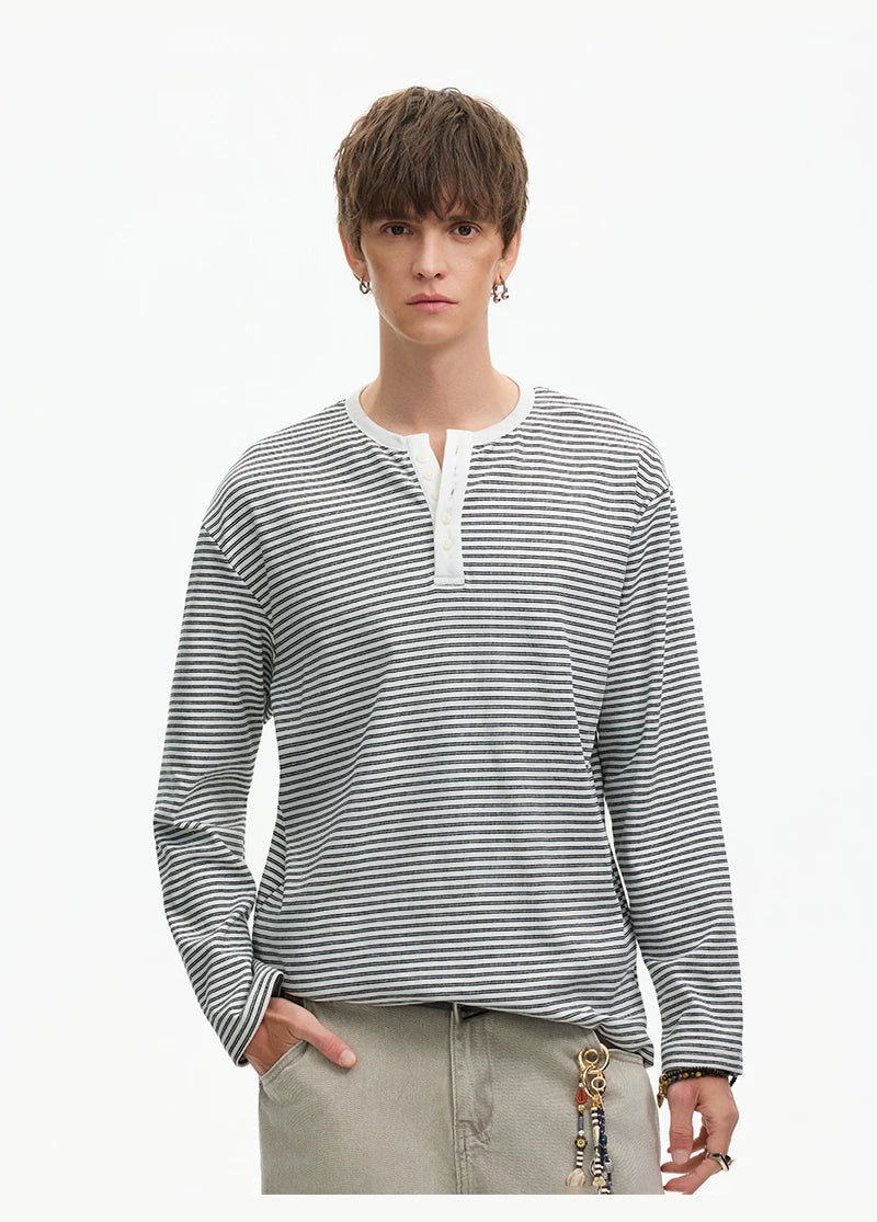 Stripe Henley Lounge Tee