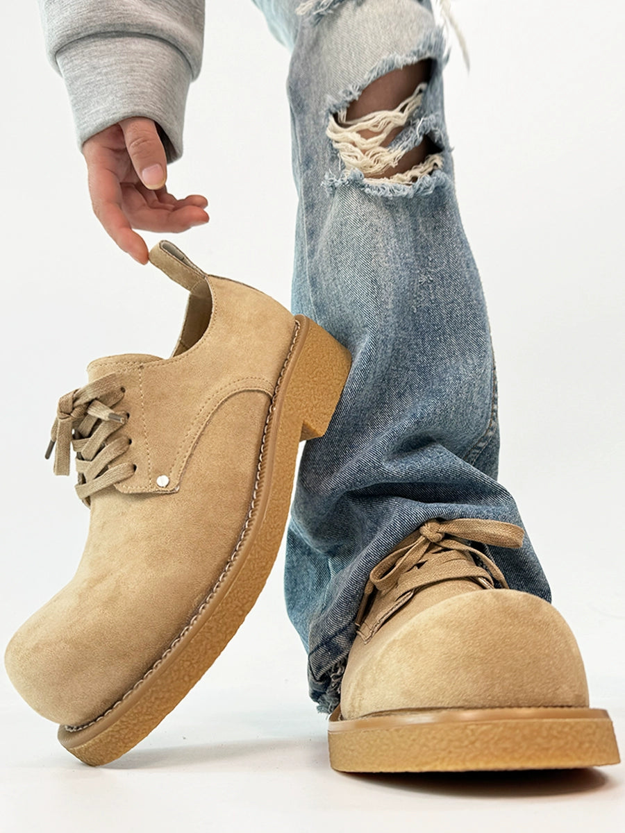 Modern Chunky Suede Platform Derbies