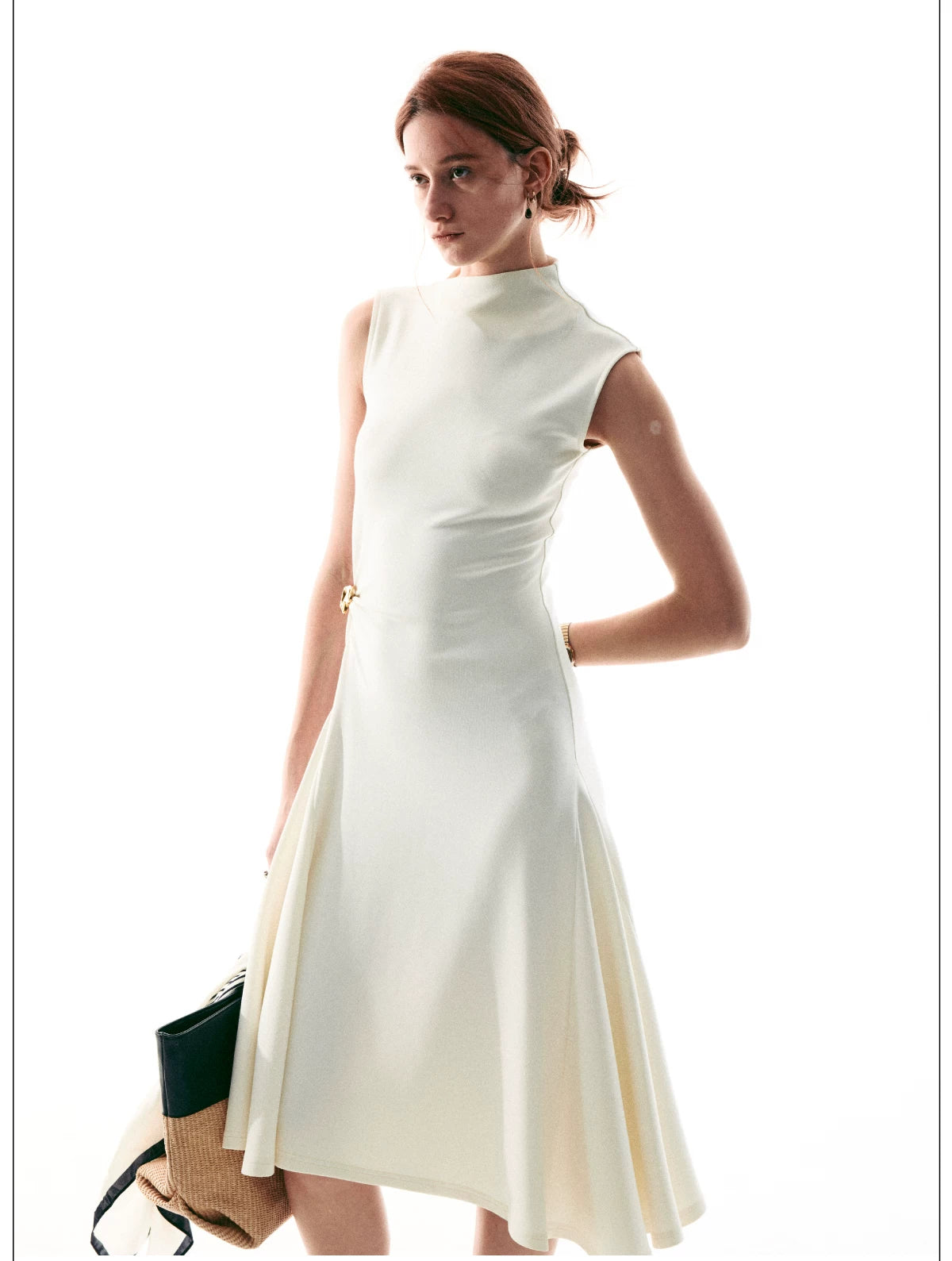 Sculpted Buckle Fit-Flare Dress