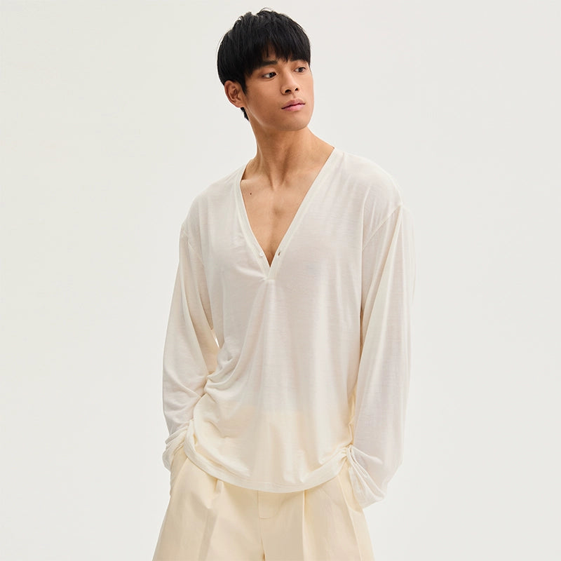 VeilCascade Deep V Drape Tee