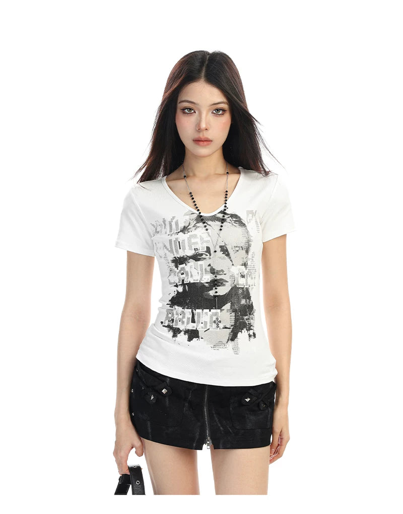 Rebel Muse Graphic V-Neck Tee