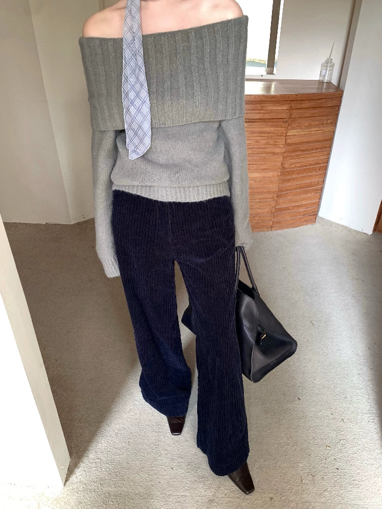 Retro Lazy Off-Shoulder Knit Sweater