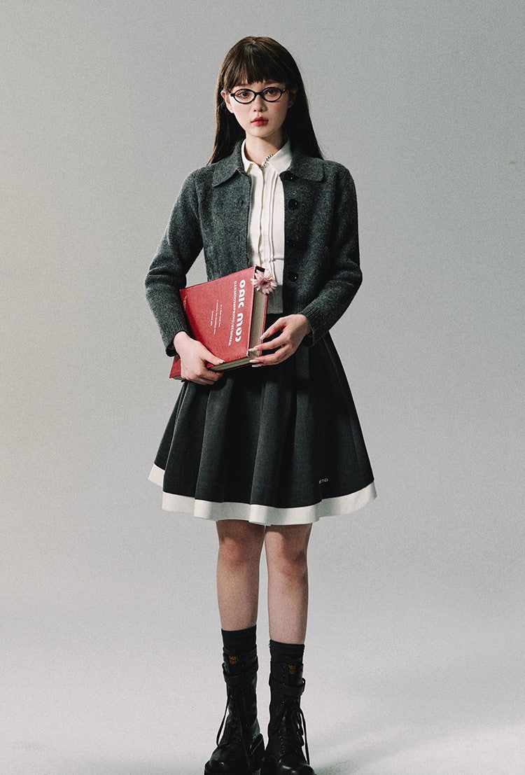 Contrast Trim School Skirt