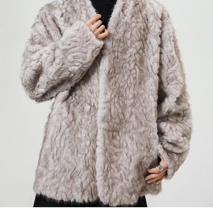 Midnight Cloud Faux-Fur Cocoon Jacket