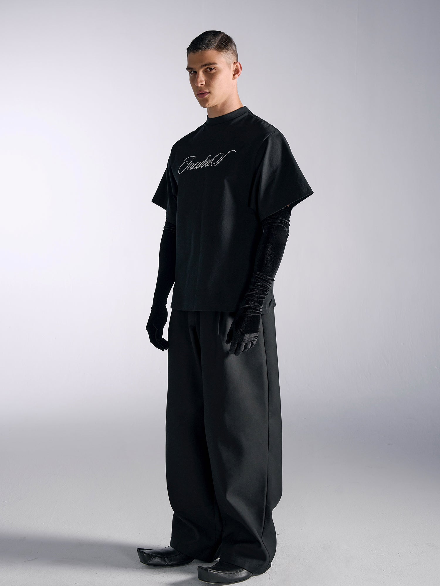 High-Waist Wide-Leg Pleated Trousers