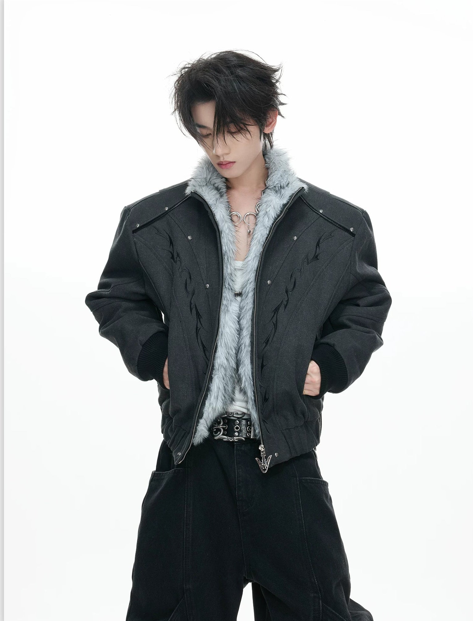 Frostline Crest Faux-Fur Bomber