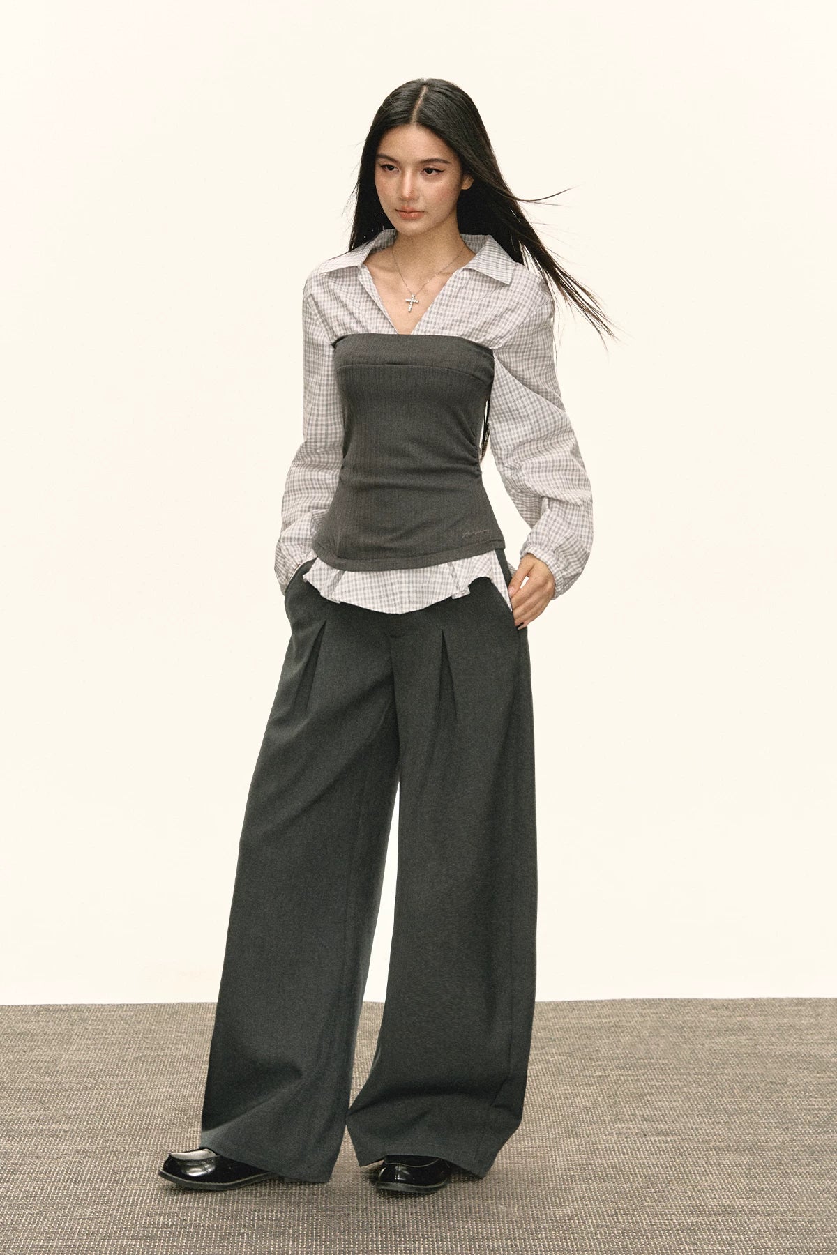 Layered Plaid Bustier Panel Top
