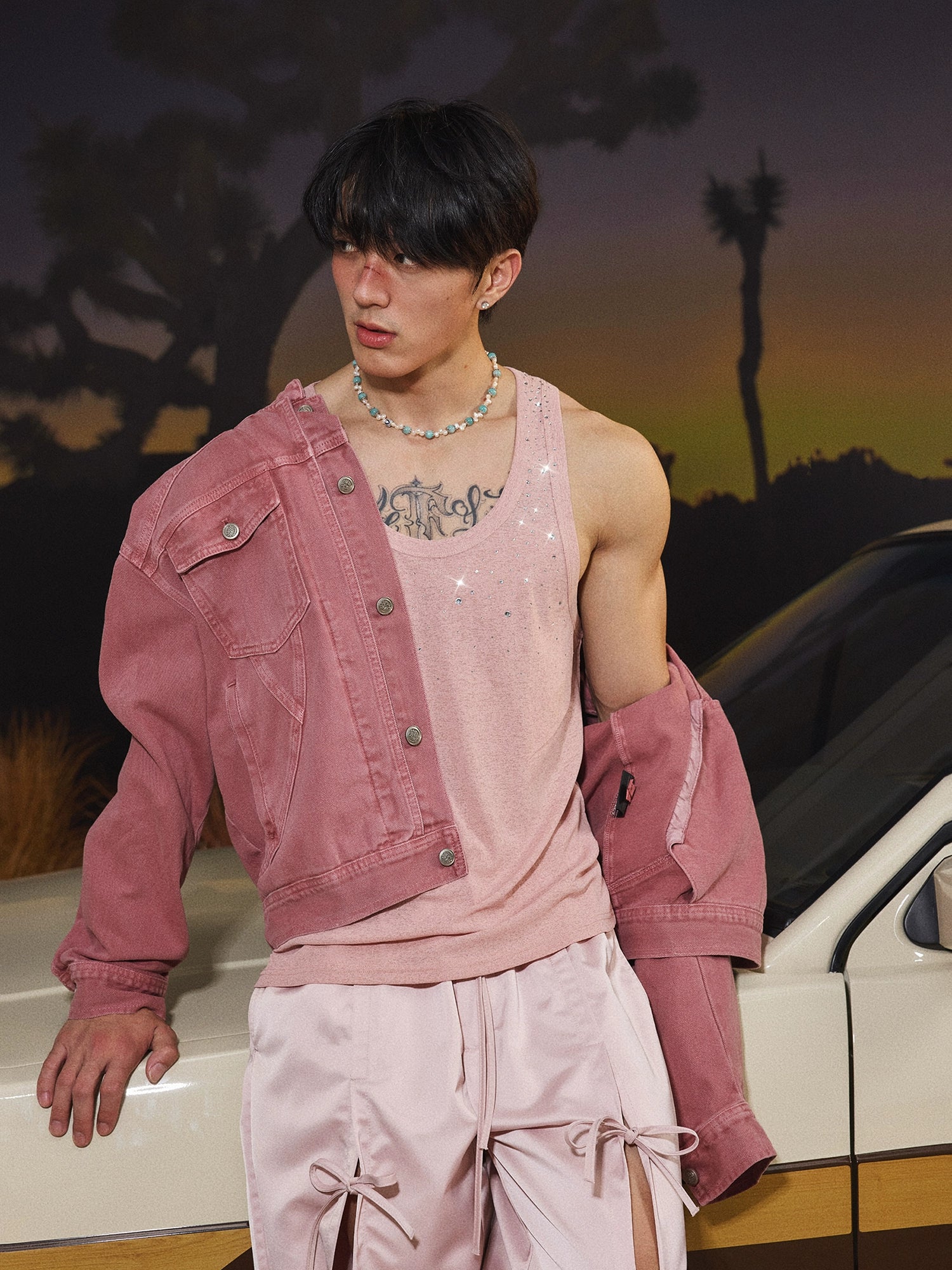 Vintage Rose Denim Trucker Jacket