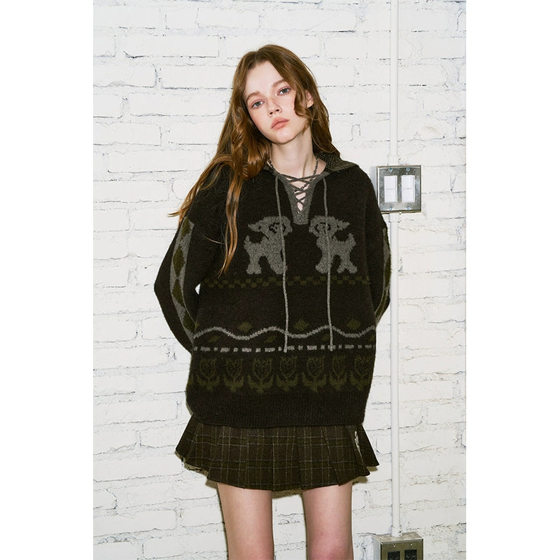 Vintage Fair Isle Sweater & Plaid Skirt Setup