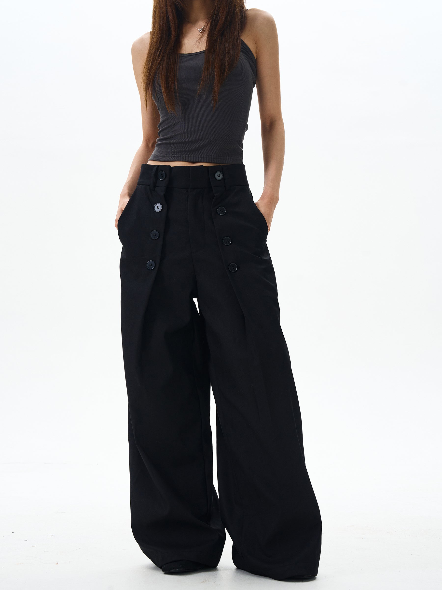 Black Oversized Cargo Wide Leg Pants