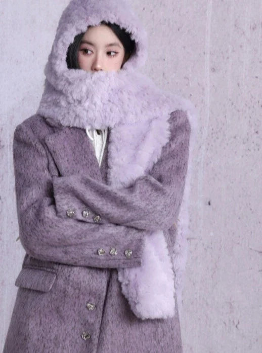 Lavender Wool Blend Long Coat