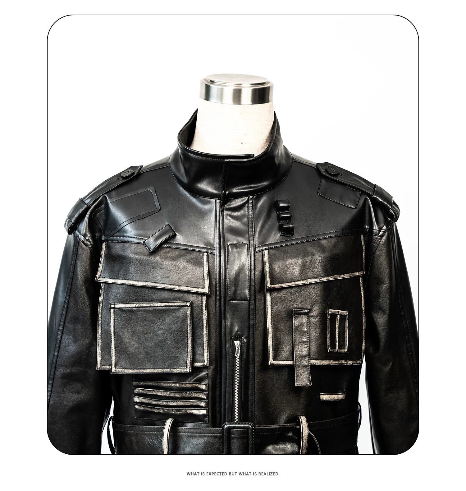 Obsidian Circuit Multi-Pocket Belted Leather Jacket