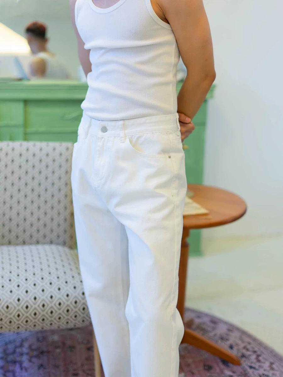 Gallery White Straight-Leg Denim Pants