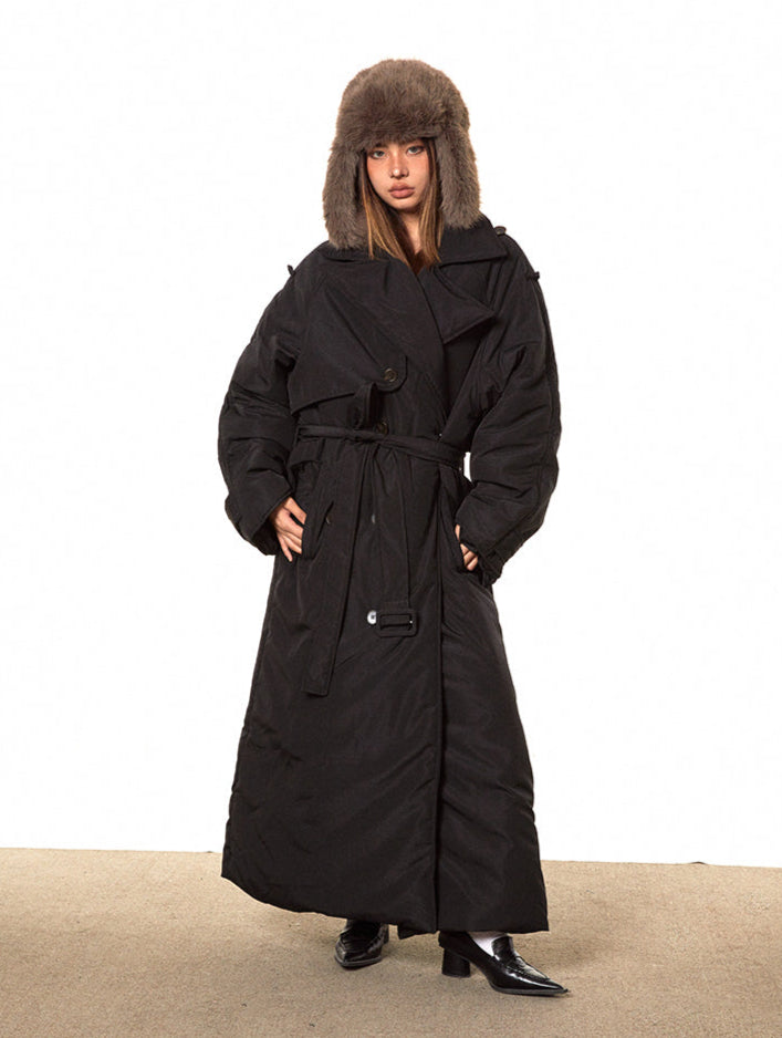 Double-Breasted Long Puffer Coat