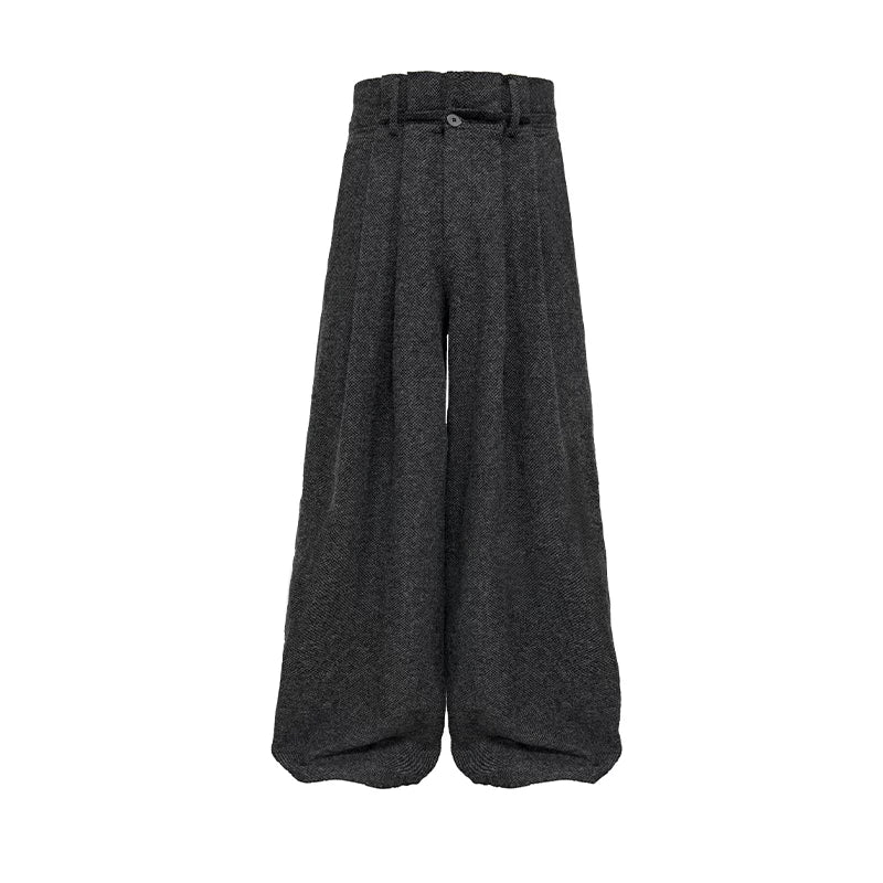 Wool Tweed High-Waist Wide-Leg Trousers