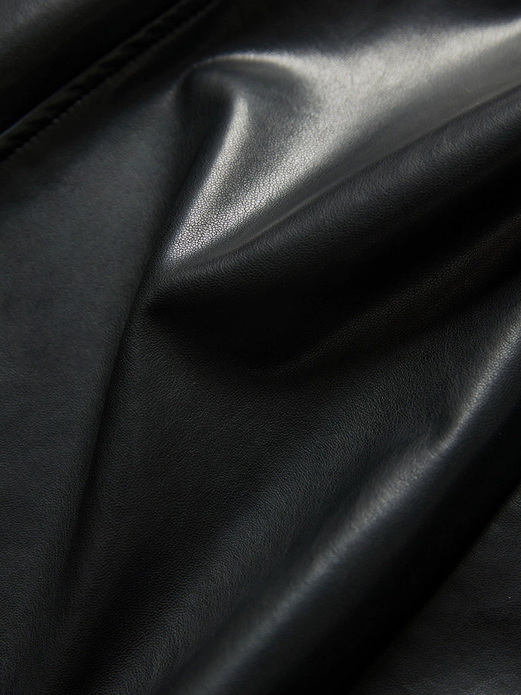 Black Leather Skirt with Slit