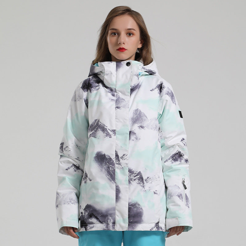 Mountain and Tie-Dye Print Ski Jackets