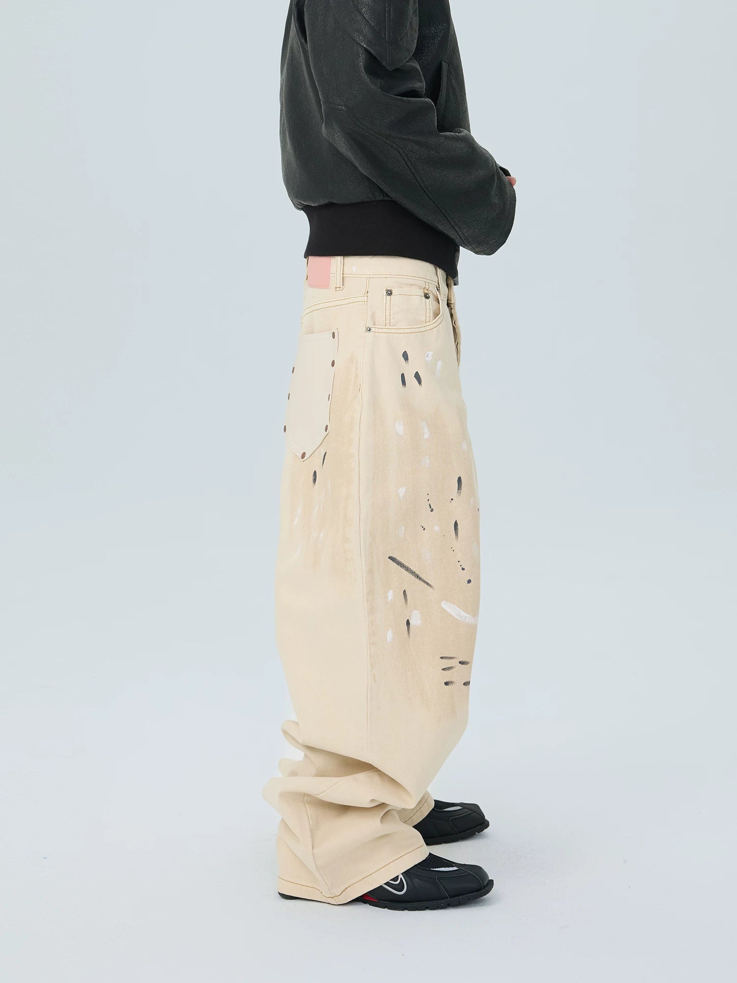 Ivory Paintstroke Balloon Stack Jeans