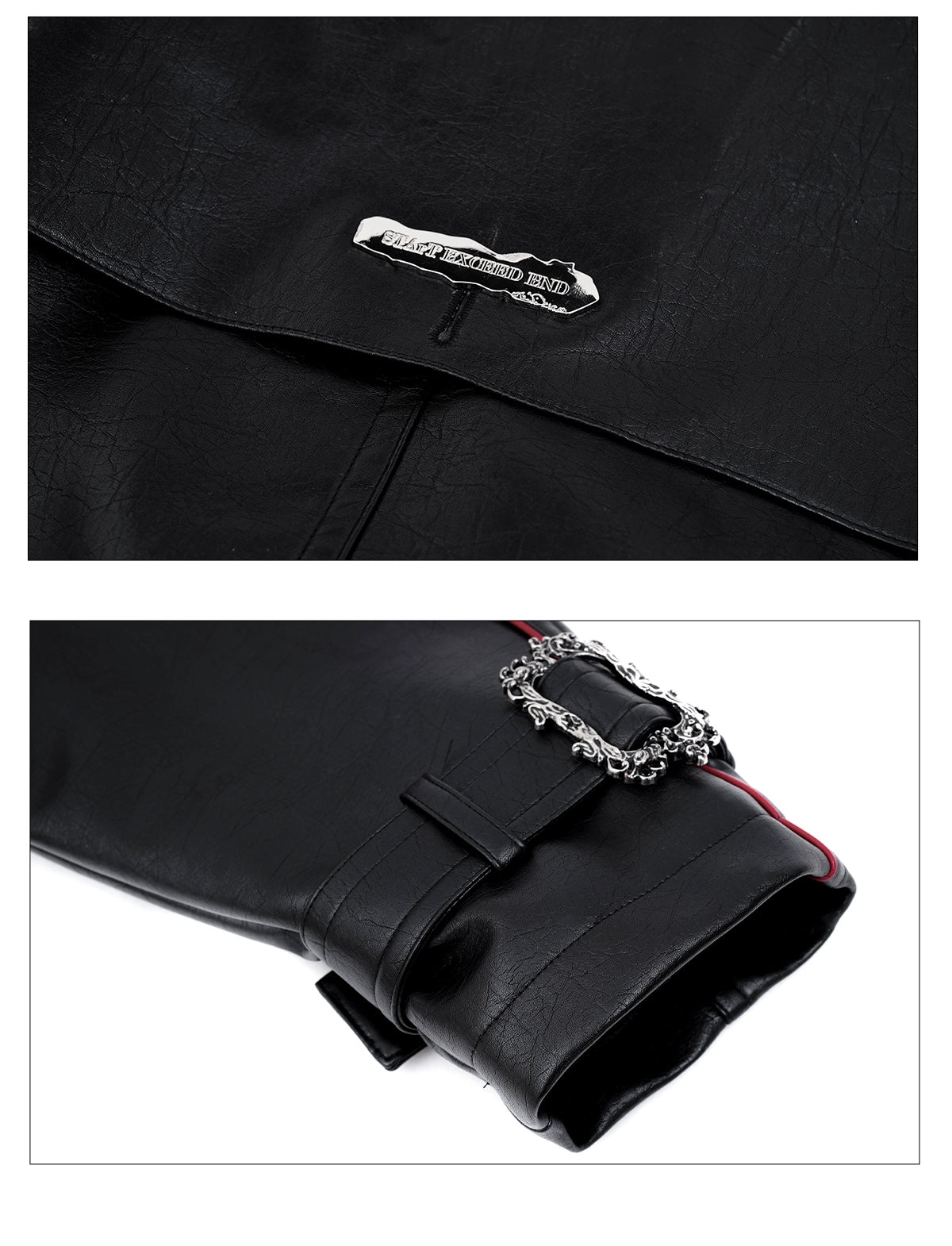 Crimson Piped Chain-Buckle Trench Coat