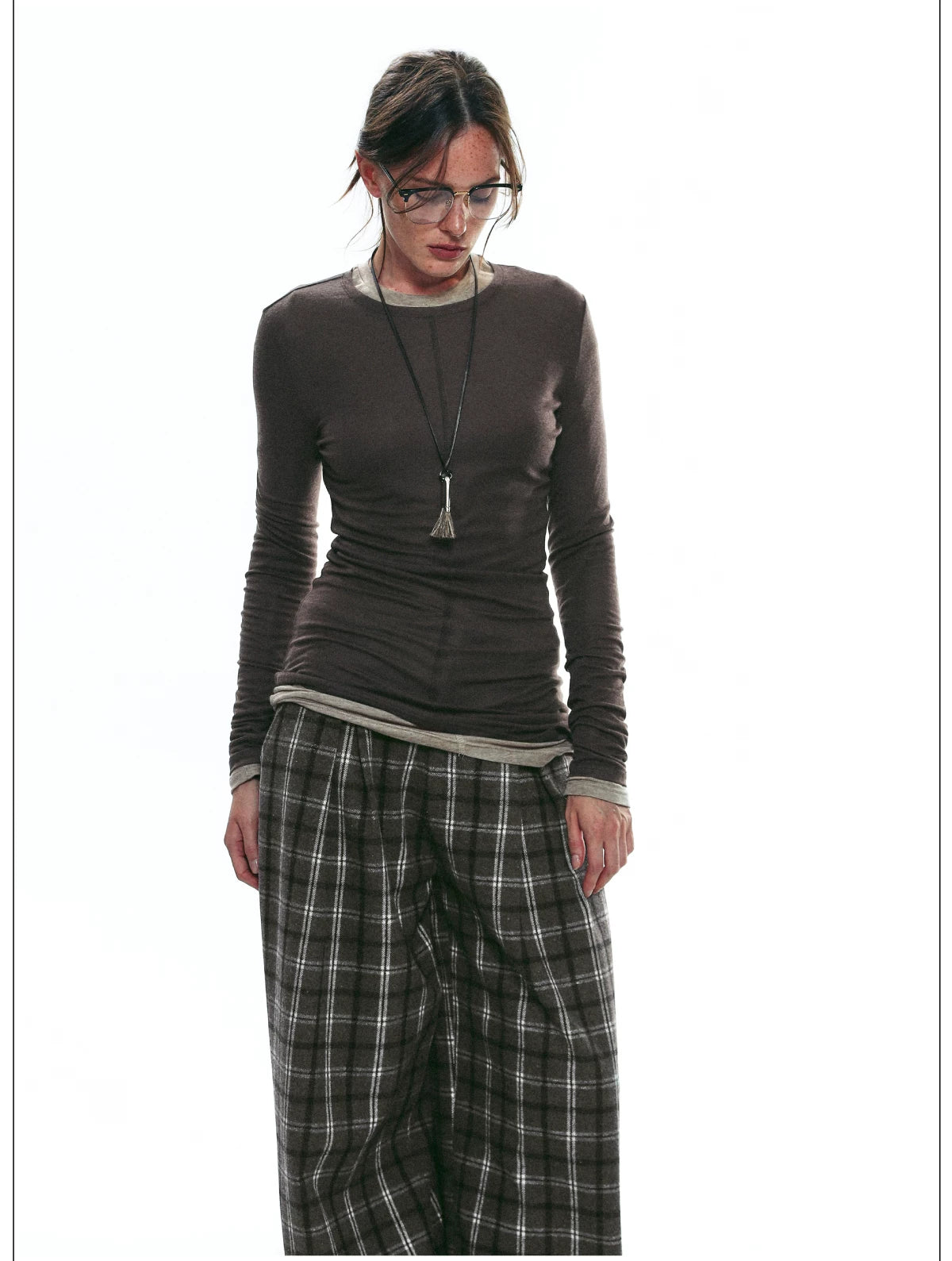 Sheer Ruched Long-Sleeve