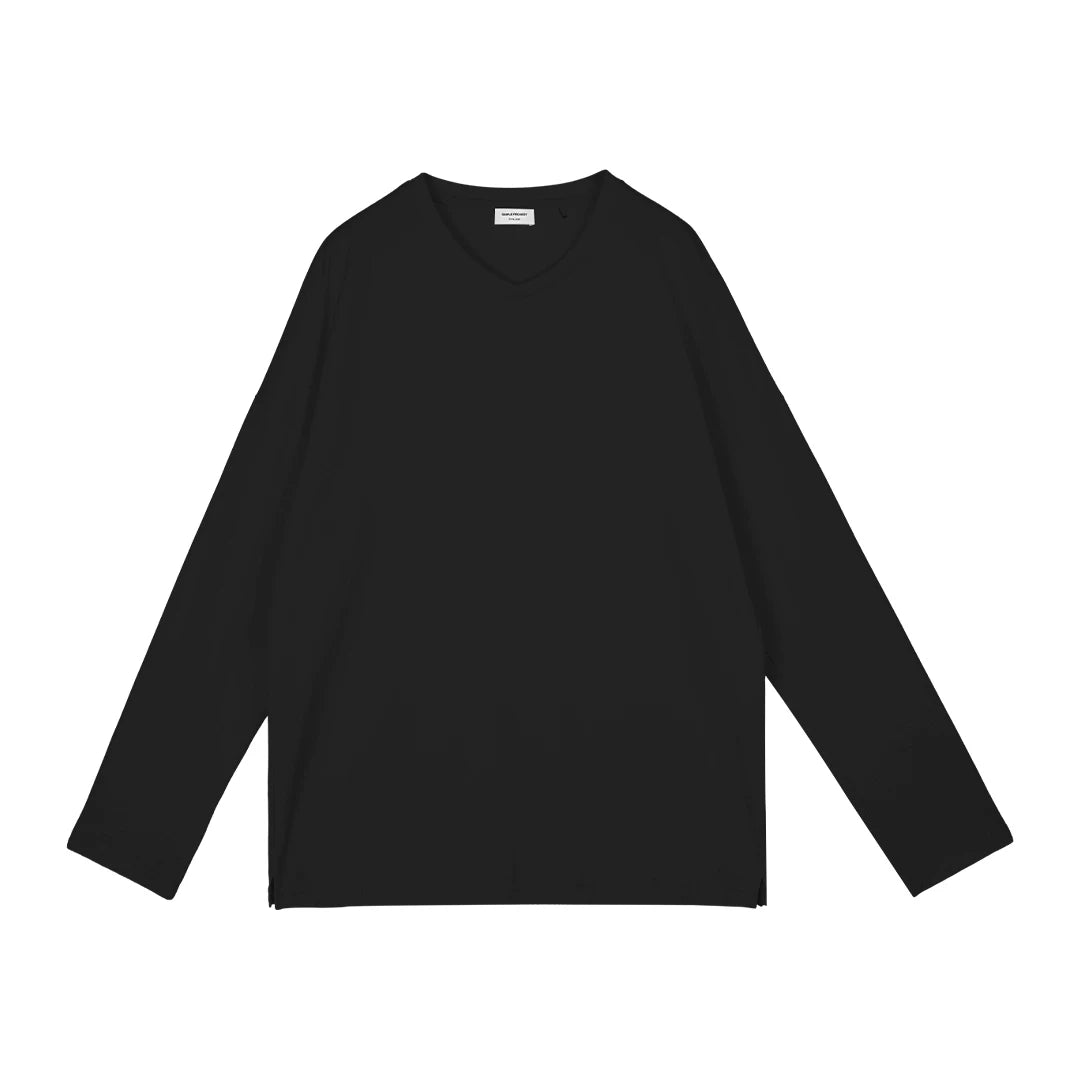 Relaxed V-Neck Long-Sleeve Tee