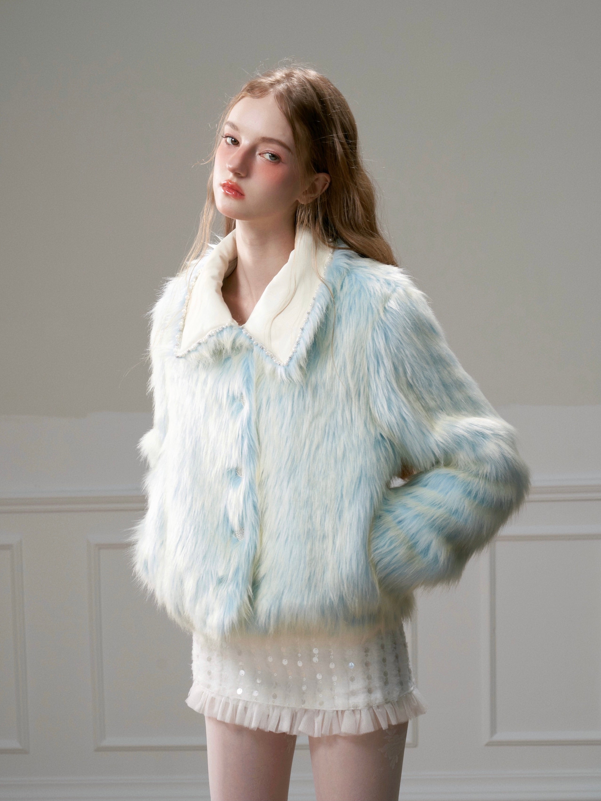 Gradient Imitation Fur Jacket