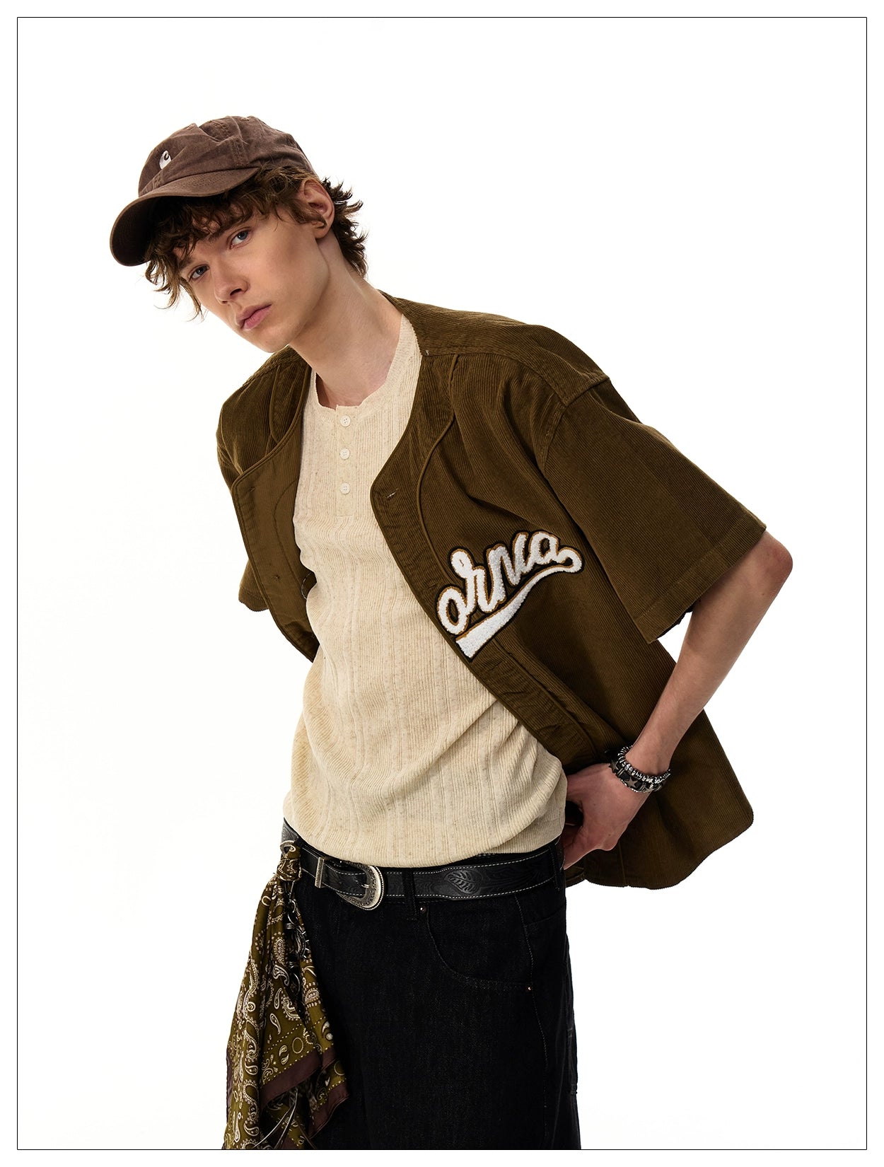 Cali Script Corduroy Baseball Shirt