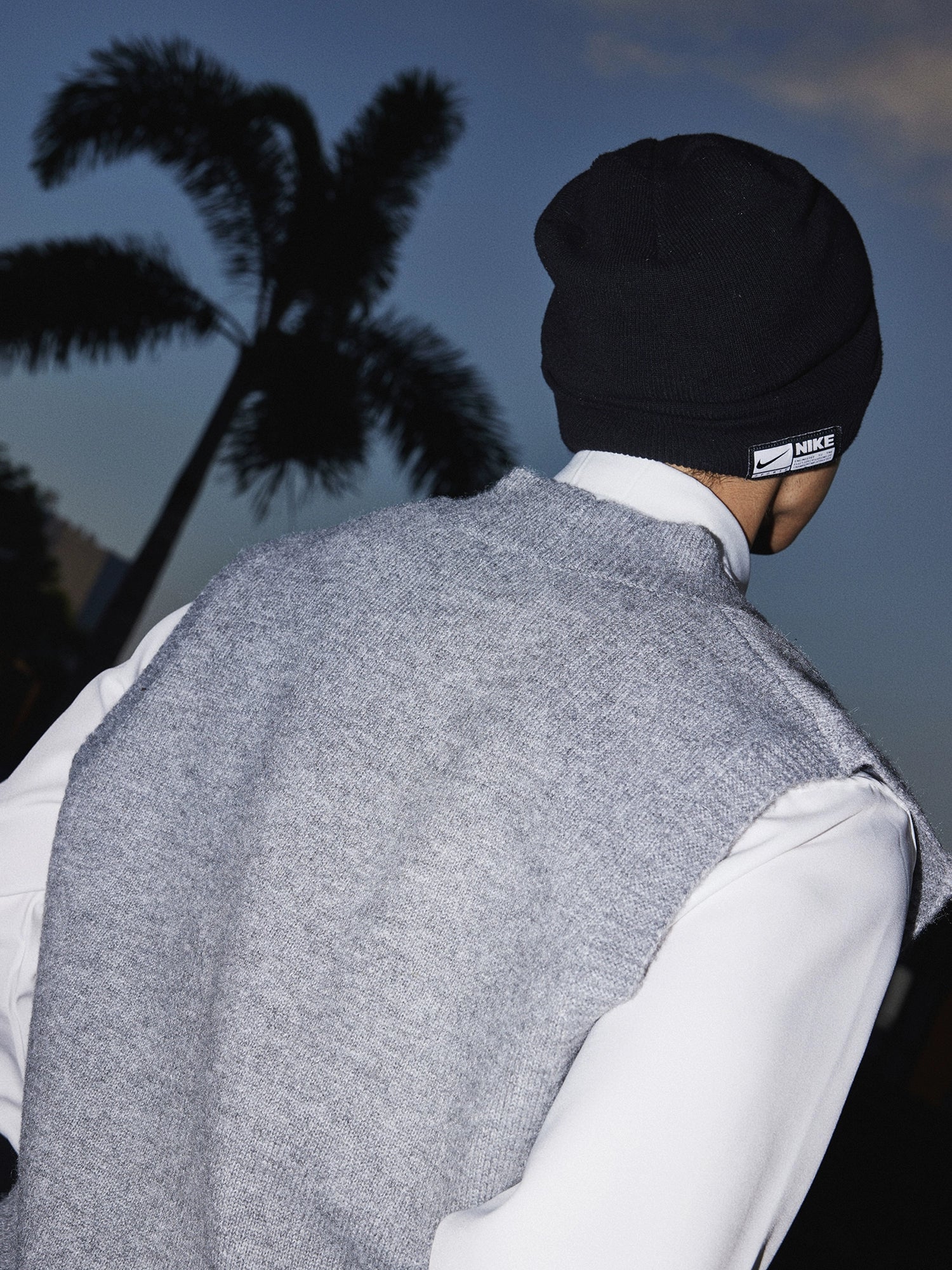 Gray Deep V-Neck Knit Vest